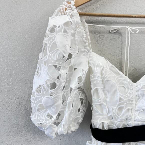 ANTHROPOLOGIE FOR LOVE AND LEMONS WHITE EMBROIDERED LACE MIDI DRESS Small - Picture 9 of 16